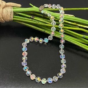 Vintage Aurora Borealis Faceted AB Crystal 19-inch Necklace